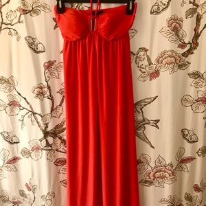F21 Strapless Coral Maxi Dress